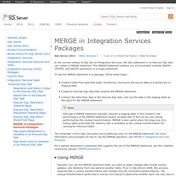 Using MERGE in Integration Services Packages