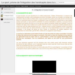 Le sport, prisme de l'intégration des handicapés dans la société: II. L'intégration à travers le sport