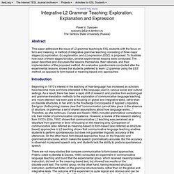 Sysoyev - Integrative L2 Grammar Teaching: Exploration, Explanation and Expression