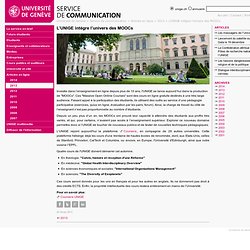 L’UNIGE intègre l’univers des MOOCs - SERVICE DE COMMUNICATION