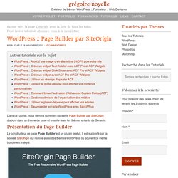 Bien intégrer le Page Builder de SiteOrigin avec WordPress et le Genesis.