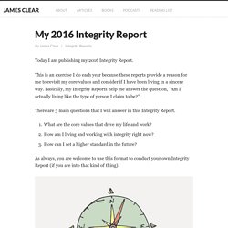My 2016 Integrity Report
