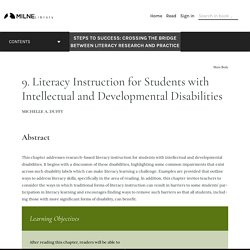9. Literacy Instruction for Students with Intellectual and Developmental Disabilities – Steps to Success: Crossing the Bridge Between Literacy Research and Practice