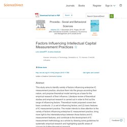 Factors Influencing Intellectual Capital Measurement Practices - ScienceDirect