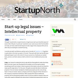 Start-up legal issues – Intellectual property