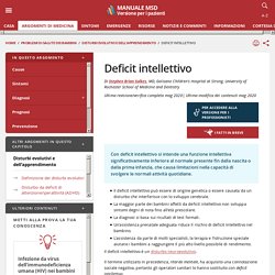 Deficit intellettivo - Problemi di salute dei bambini - Manuale MSD, versione per i pazienti