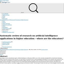 Systematic review of research on artificial intelligence applications in higher education – where are the educators?