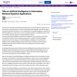 Talk on Artificial Intelligence in Information Retrieval Systems Applications