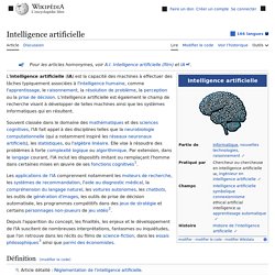 Intelligence artificielle (IA) - Wikipédia