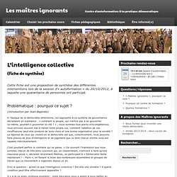 Les maîtres ignorants » L’intelligence collective (fiche de synthèse)