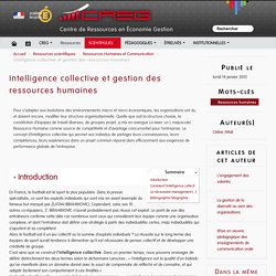 Intelligence collective et gestion des ressources humaines