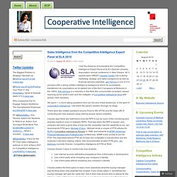 Sales Intelligence from the Competitive Intelligence Expert Panel at SLA 2010 « Cooperative Intelligence