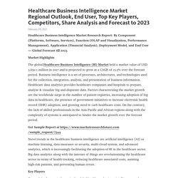 Healthcare Business Intelligence Market Regional Outlook, End User, Top Key Players, Competitors, Share Analysis and Forecast to 2023 – Telegraph