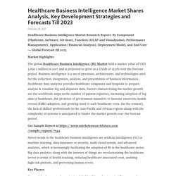 Healthcare Business Intelligence Market Shares Analysis, Key Development Strategies and Forecasts Till 2023 – Telegraph