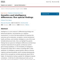 Genetics and intelligence differences: five special findings
