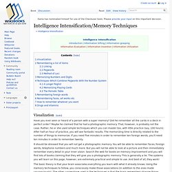 Intelligence Intensification/Memory Techniques