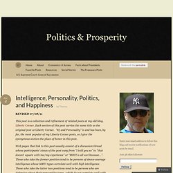 Intelligence, Personality, Politics, and Happiness « Politics & Prosperity