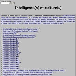 Intelligence(s) et culture(s)