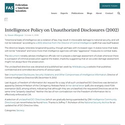 Intelligence Policy on Unauthorized Disclosures (2002)