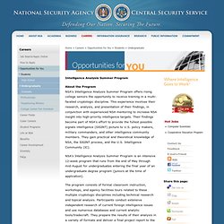 Intelligence Analysis Summer Program for Undergraduates at the National Security Agency (NSA)