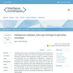 UNILIM - 2020 - Intelligences végétales, entre agro-écologie et agriculture numérique