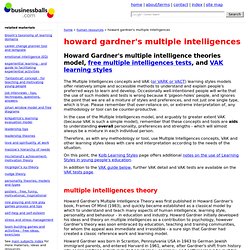 multiple intelligences - howard gardners multiple intelligences theory - visual auditory kinesthetic learnings styles VAK model