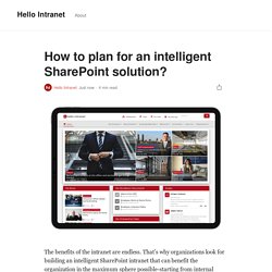 How to plan for an intelligent SharePoint solution?