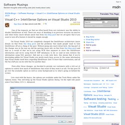 Visual C++ IntelliSense Options on Visual Studio 2010 - Software Musings