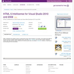 HTML 5 Intellisense for Visual Studio 2010 and 2008 extension