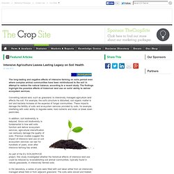 Intensive Agriculture Leaves Lasting Legacy on Soil Health - Crop Articles from The Crop Site