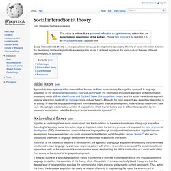 Social interactionist theory