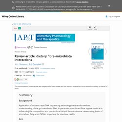 Review article: dietary fibre–microbiota interactions - Simpson - 2015 - Alimentary Pharmacology & Therapeutics
