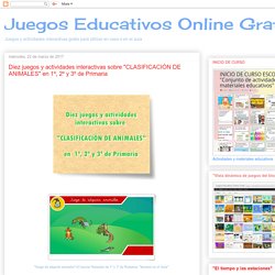 10 juegos y actividades interactivas sobre "CLASIFICACIÓN DE ANIMALES" en 1º, 2º y 3º de Primaria