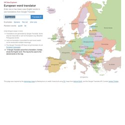 European word translator: an interactive map showing "bilingualism" in over 30 languages