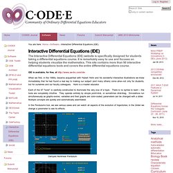 Interactive Differential Equations (IDE) — CODEE