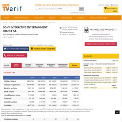 SONY INTERACTIVE ENTERTAINMENT FRANCE SA - Fiche de l'entreprise SONY INTERACTIVE ENTERTAINMENT FRANCE SA : Bilan gratuit - Siren 399930593