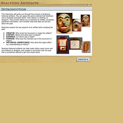 OPB American History Interactive: Analyzing Artifacts - Introduction