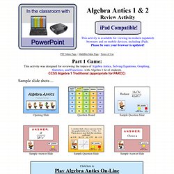 Interactive Jeopardy-style PowerPoint Activity for Algebra 1