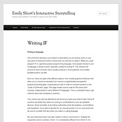 Writing IF « Emily Short's Interactive Storytelling