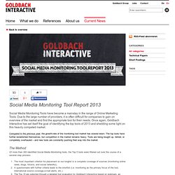 Social Media Monitoring Tool Report 2013 - Goldbach Interactive #Toolreport2013