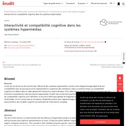 Interactivité et compatibilité cognitive dans les… – Revue des sciences de l’éducation