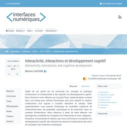 Interactivité, interactions et développement cognitif
