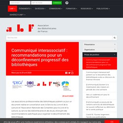 Communiqué interassociatif : recommandations pour un déconfinement progressif des bibliothèques - Association des Bibliothécaires de France