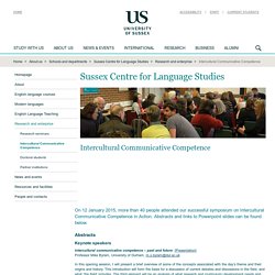 Intercultural Communicative Competence : Research and enterprise : Sussex Centre for Language Studies
