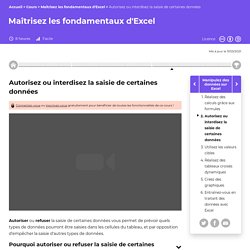 Autorisez ou interdisez la saisie de certaines données - Maîtrisez les fondamentaux d'Excel