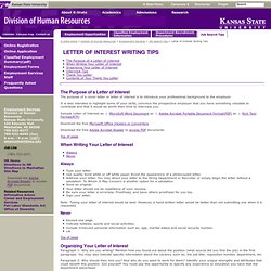 Letter of Interest Writing Tips- Division of Human Resources at K-State