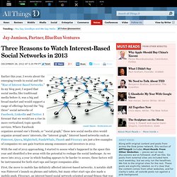 Three Reasons to Watch Interest-Based Social Networks in 2013 - Jay Jamison - Voices