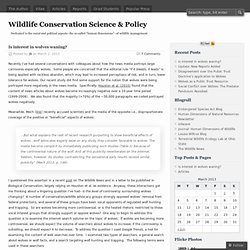 Wildlife Conservation Science & Policy