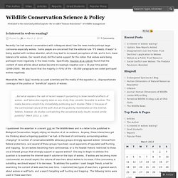 Wildlife Conservation Science & Policy