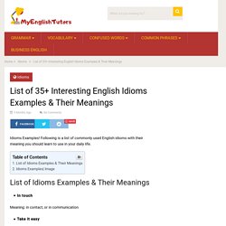 List of 35+ Interesting English Idioms Examples & Their Meanings - My English Tutors